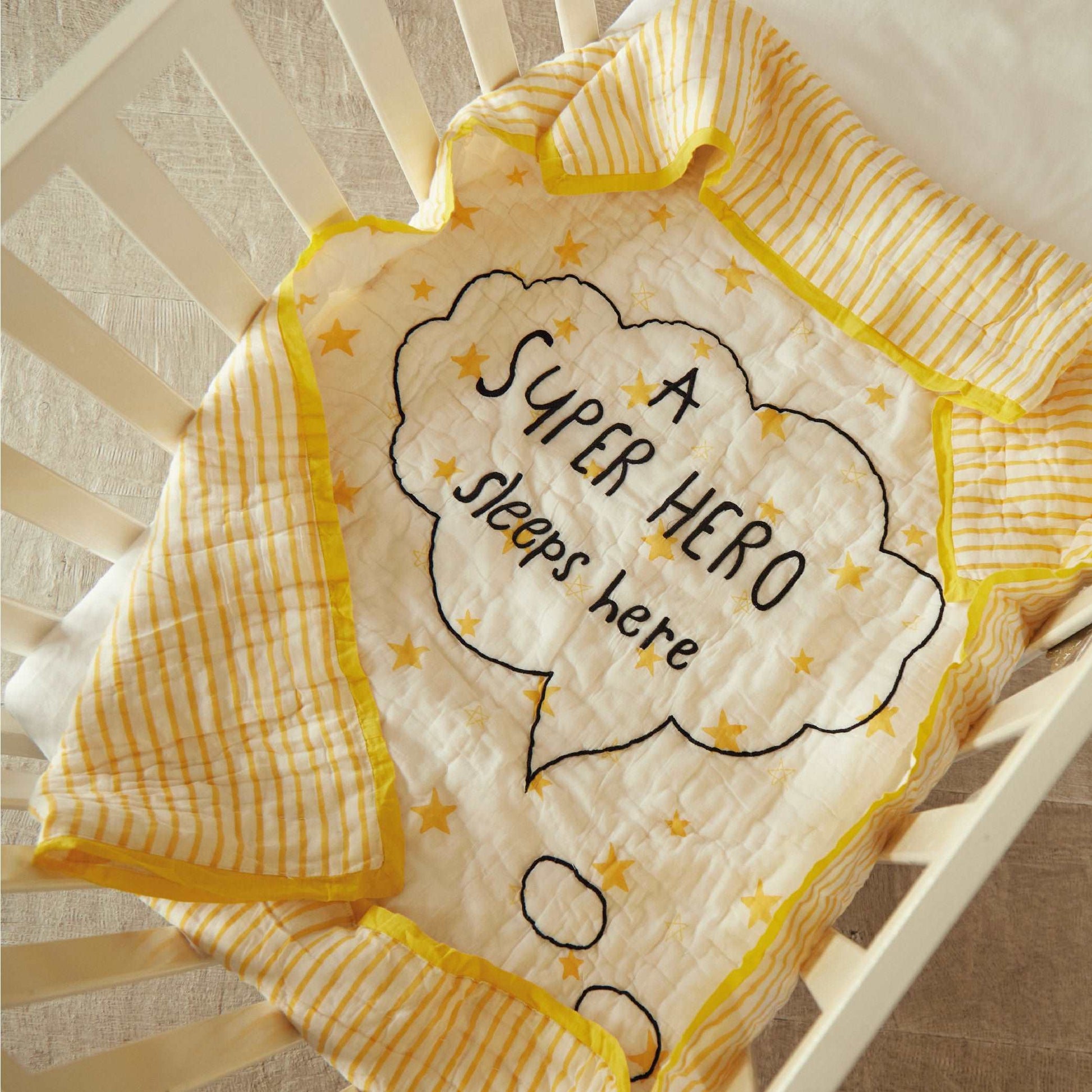 Quilt- Ace the superbaby flies over Town