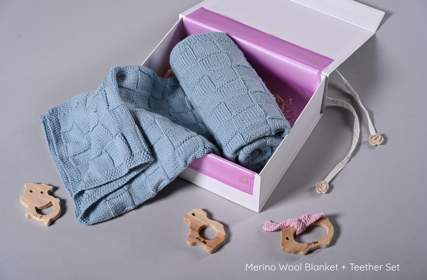 Merino Wool Blanket - Blue