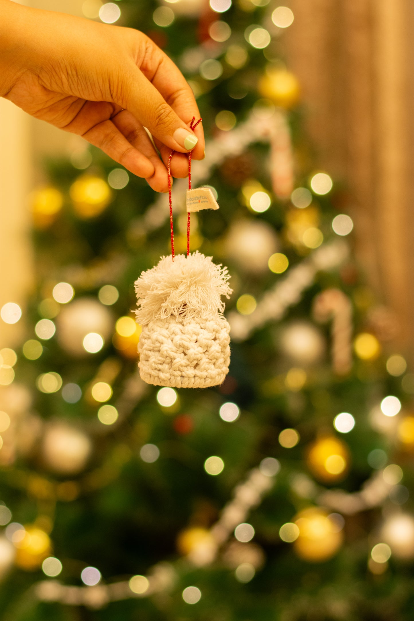 Christmas Ornament - Macrame Cap