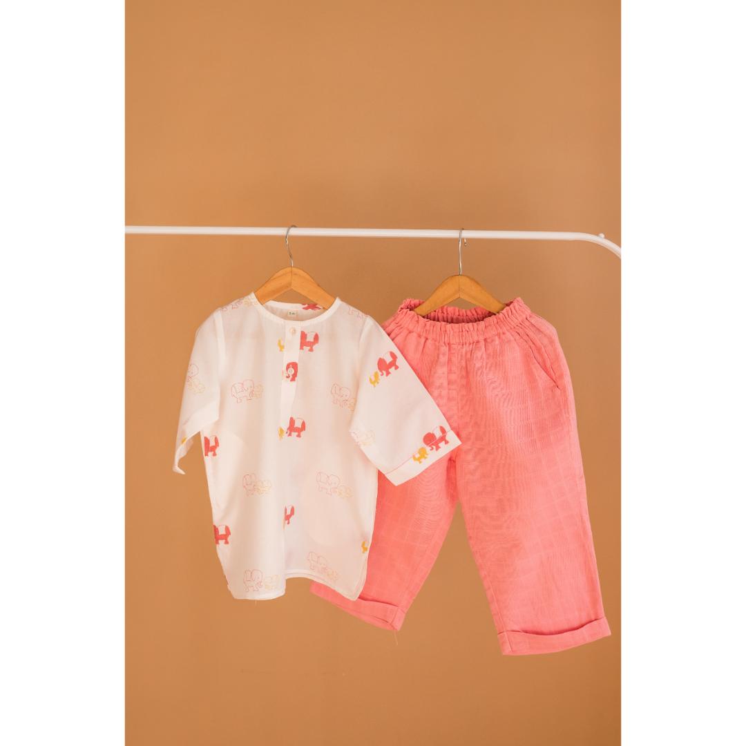 Kids,  Linen Pants - Elle Pink