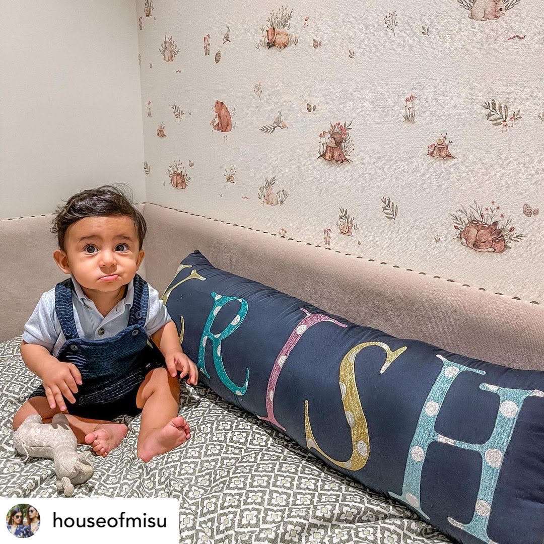 Bolster Name Pillow, Embroidered - Navy