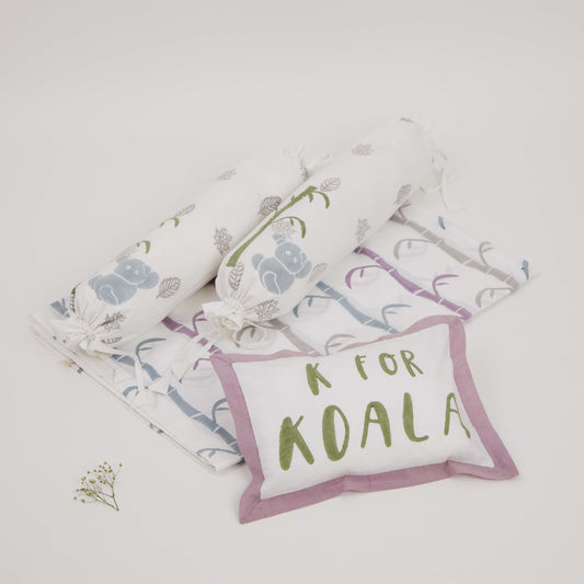 Cot Bedding Set- K For Koala-Purple