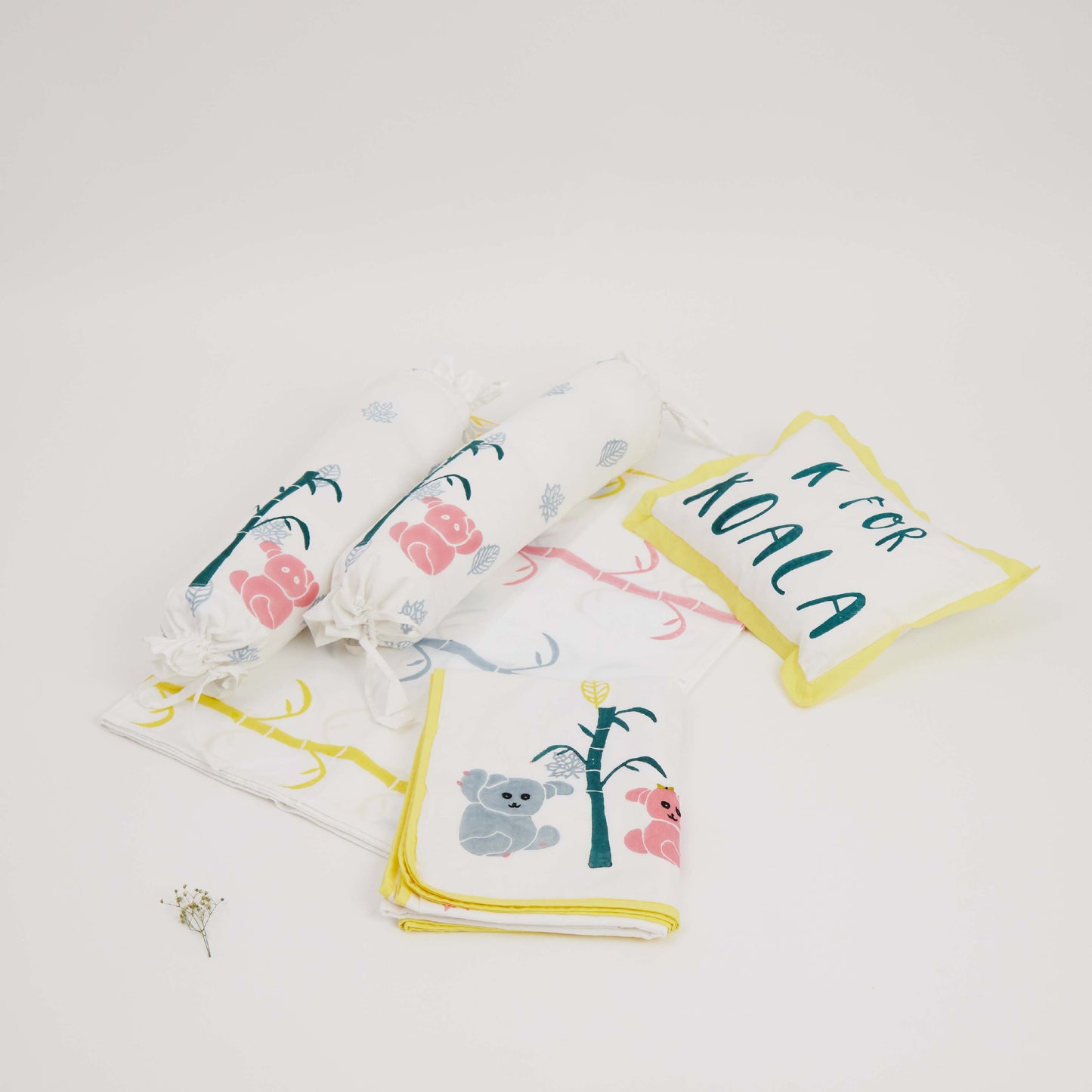 Cot Bedding Set- K For Koala-Yellow