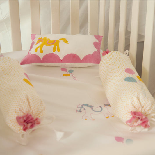 Cot Bedding Set- I am going to the circus-Pink