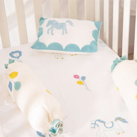 Cot Bedding Set- I am going to the circus-Teal