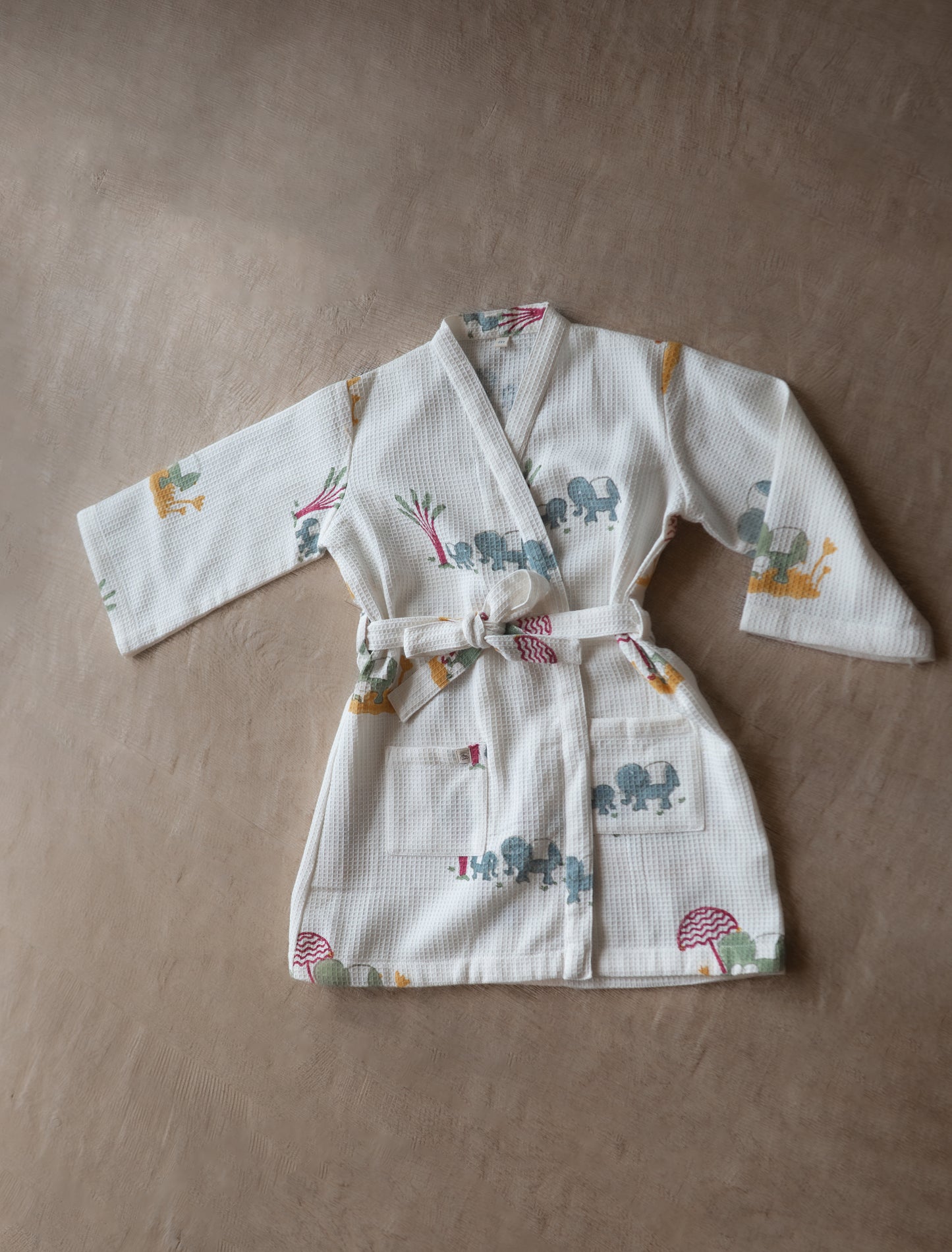 Organic Cotton Baby Bath Robe - Elle | Blue, Green, Yellow