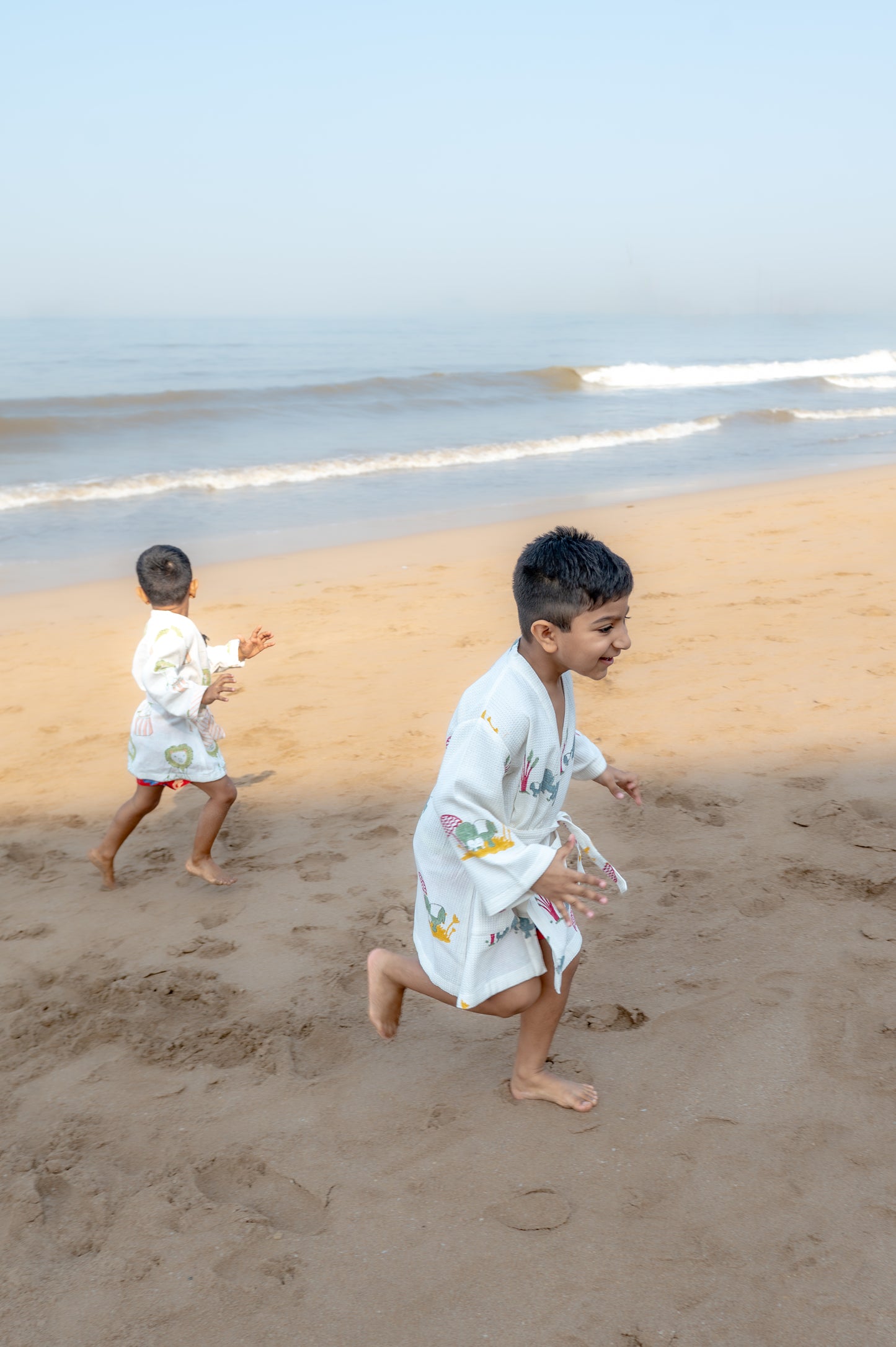 Organic Cotton Baby Bath Robe - Elle | Blue, Green, Yellow