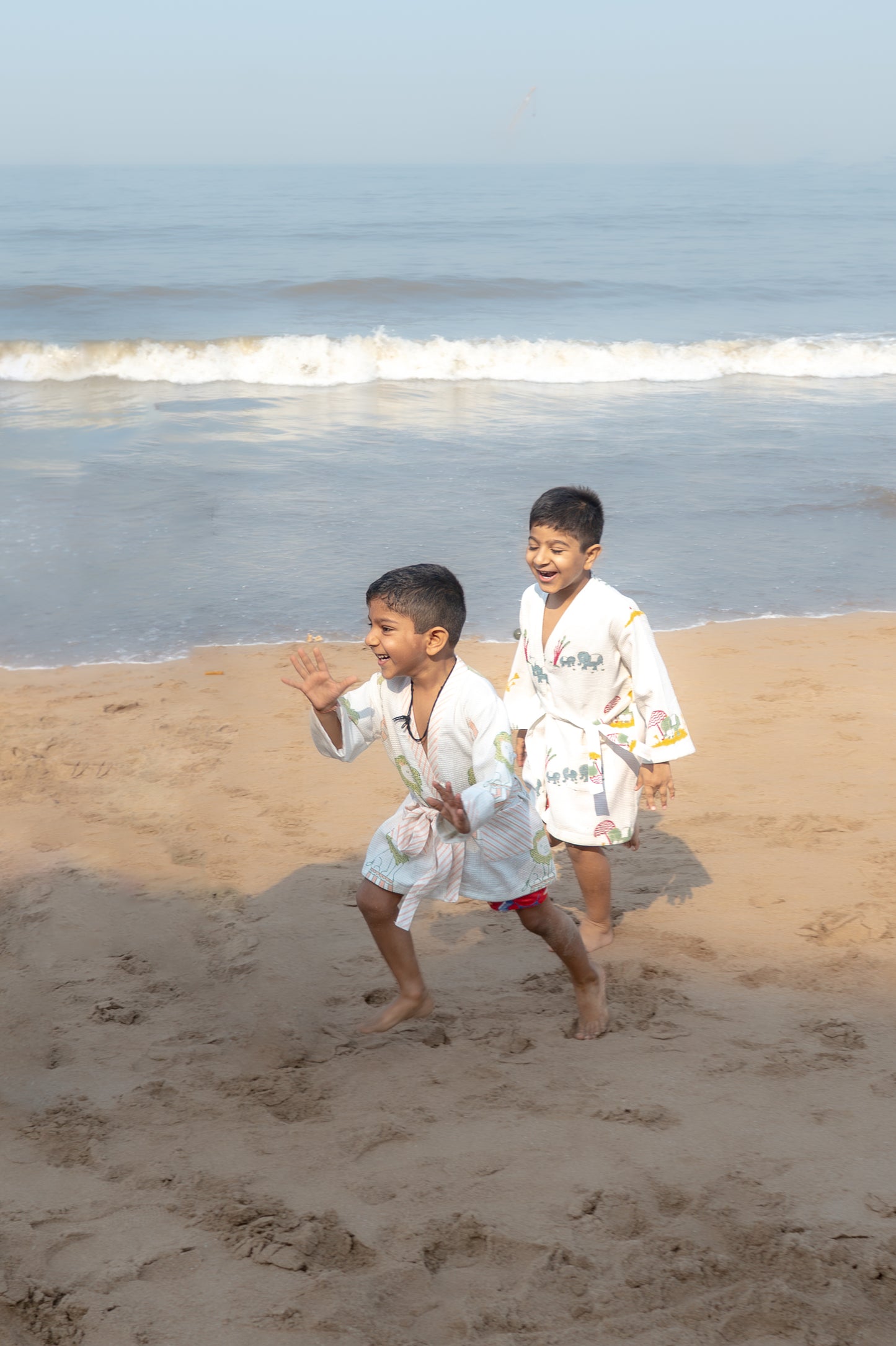 Organic Cotton Baby Bath Robe - Elle | Blue, Green, Yellow