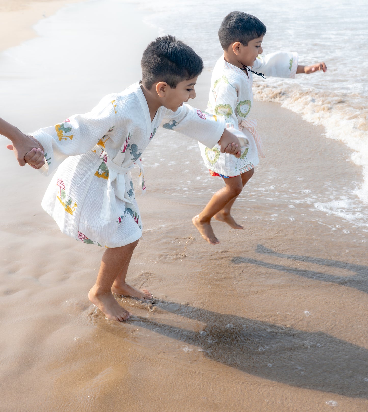 Organic Cotton Baby Bath Robe - Elle | Blue, Green, Yellow