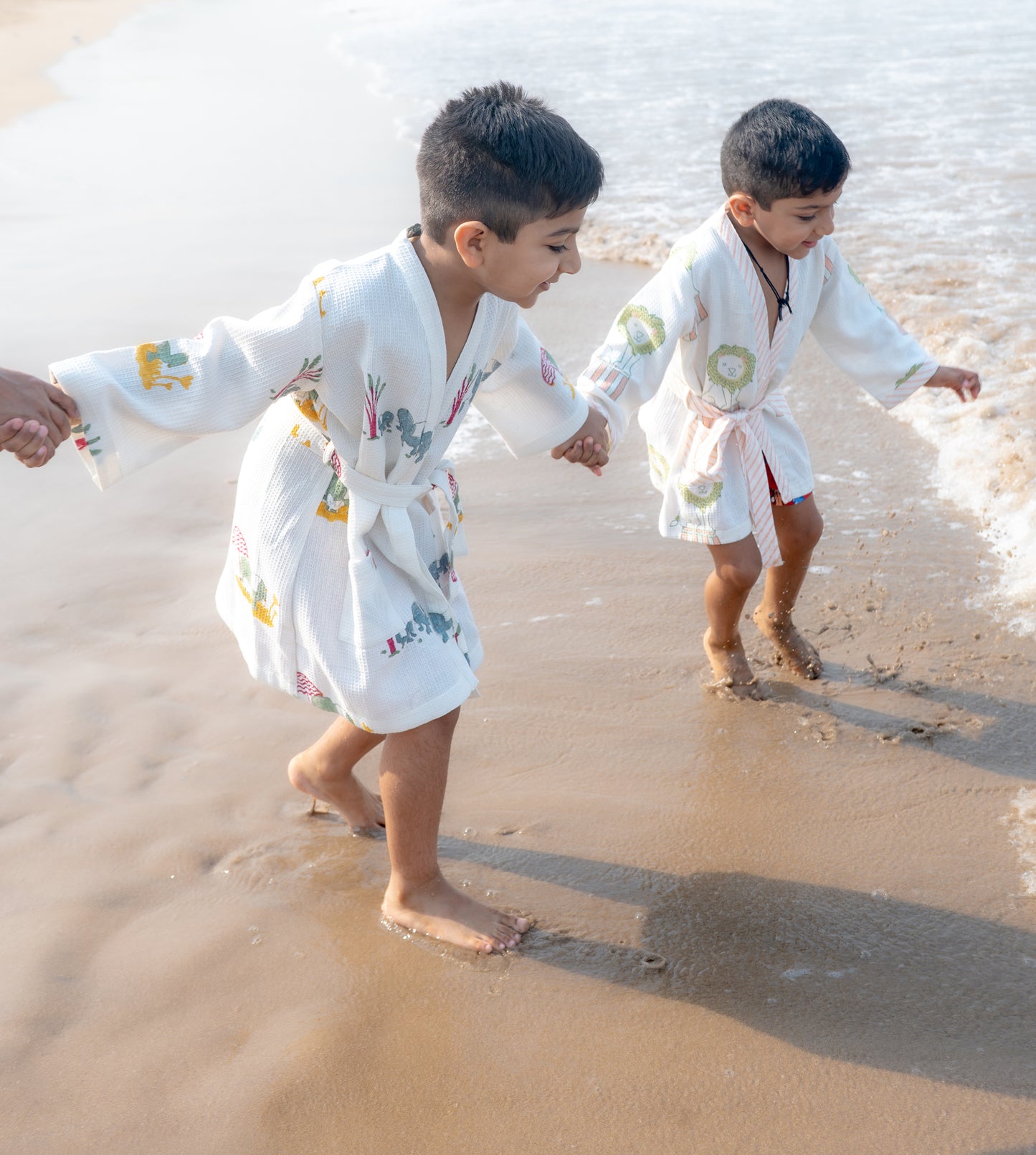 Organic Cotton Baby Bath Robe - Elle | Blue, Green, Yellow