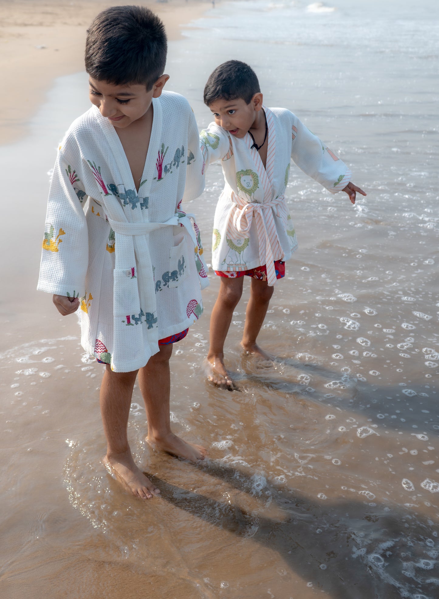 Organic Cotton Baby Bath Robe - Elle | Blue, Green, Yellow