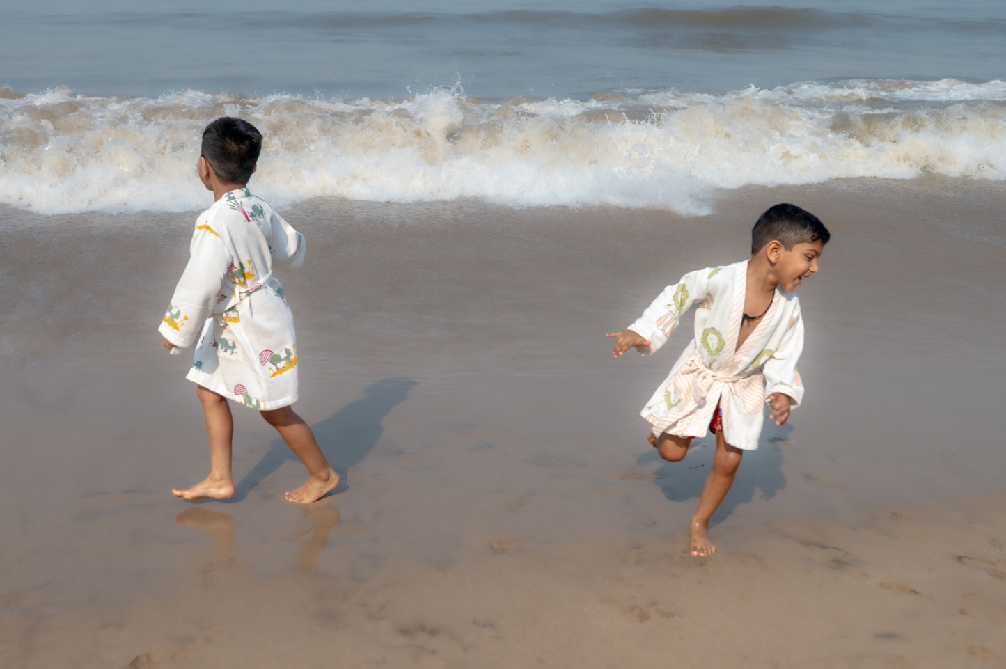 Organic Cotton Baby Bath Robe - Elle | Blue, Green, Yellow