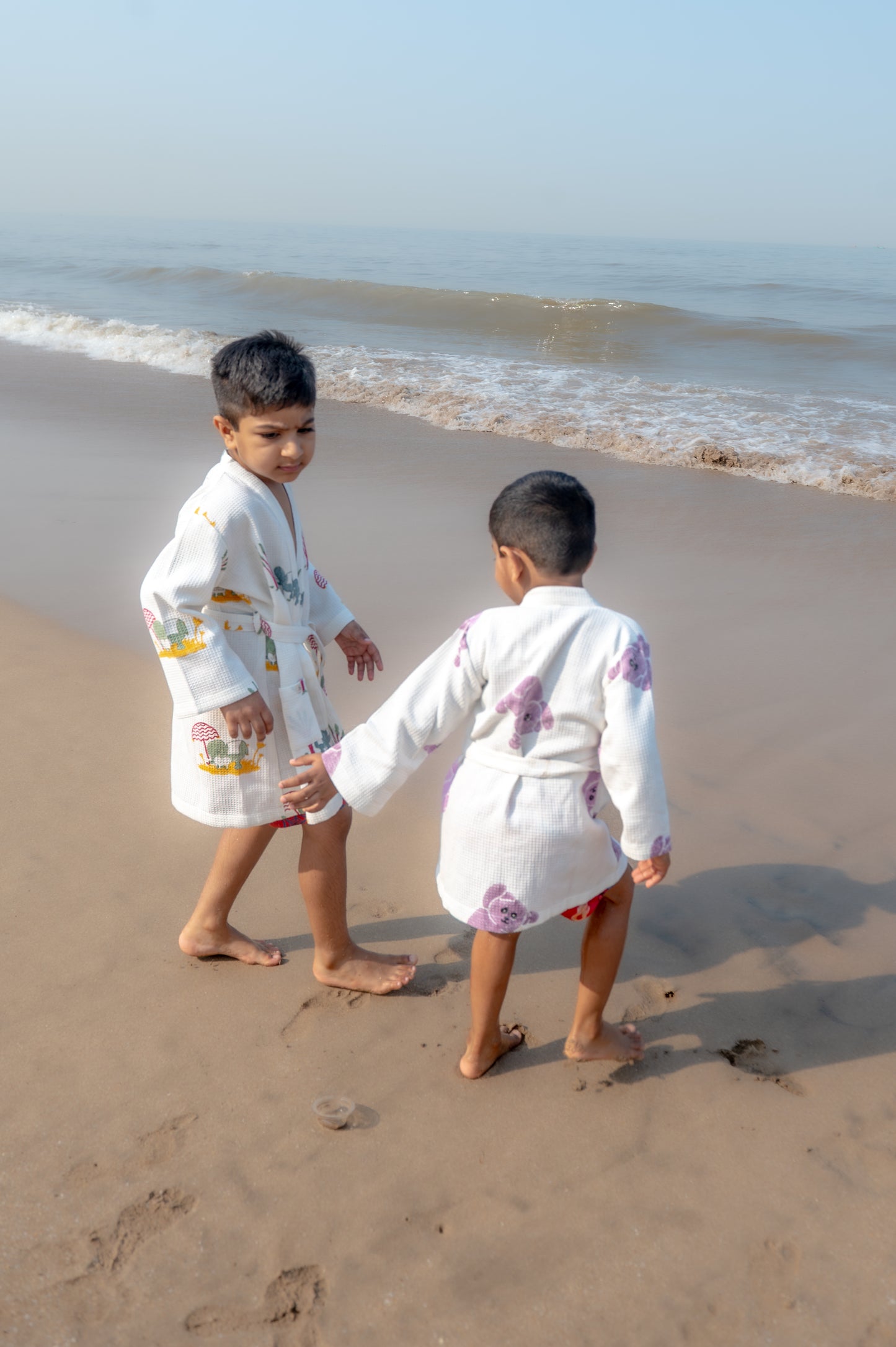 Organic Cotton Baby Bath Robe - Elle | Blue, Green, Yellow