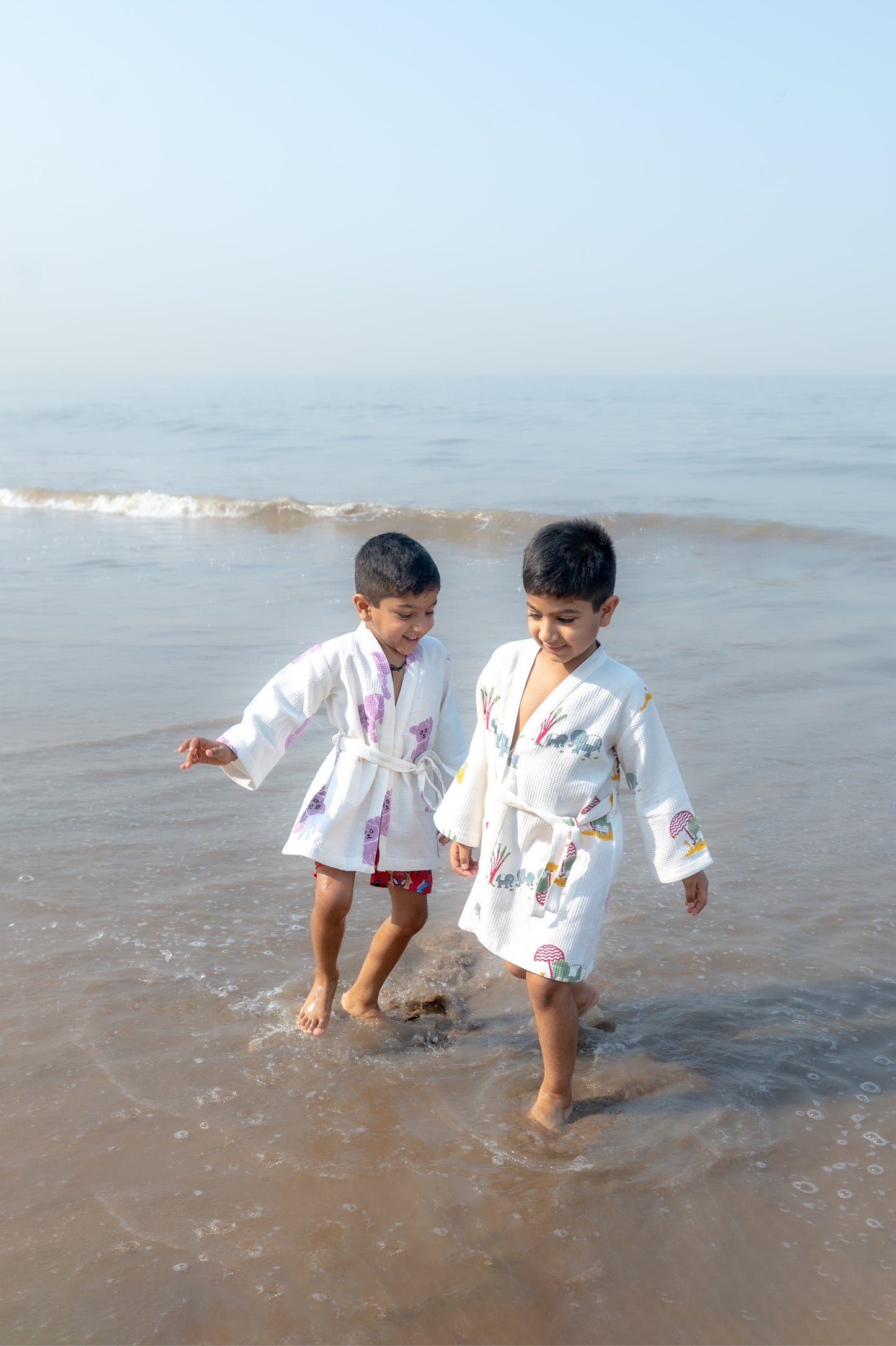 Organic Cotton Baby Bath Robe - Elle | Blue, Green, Yellow