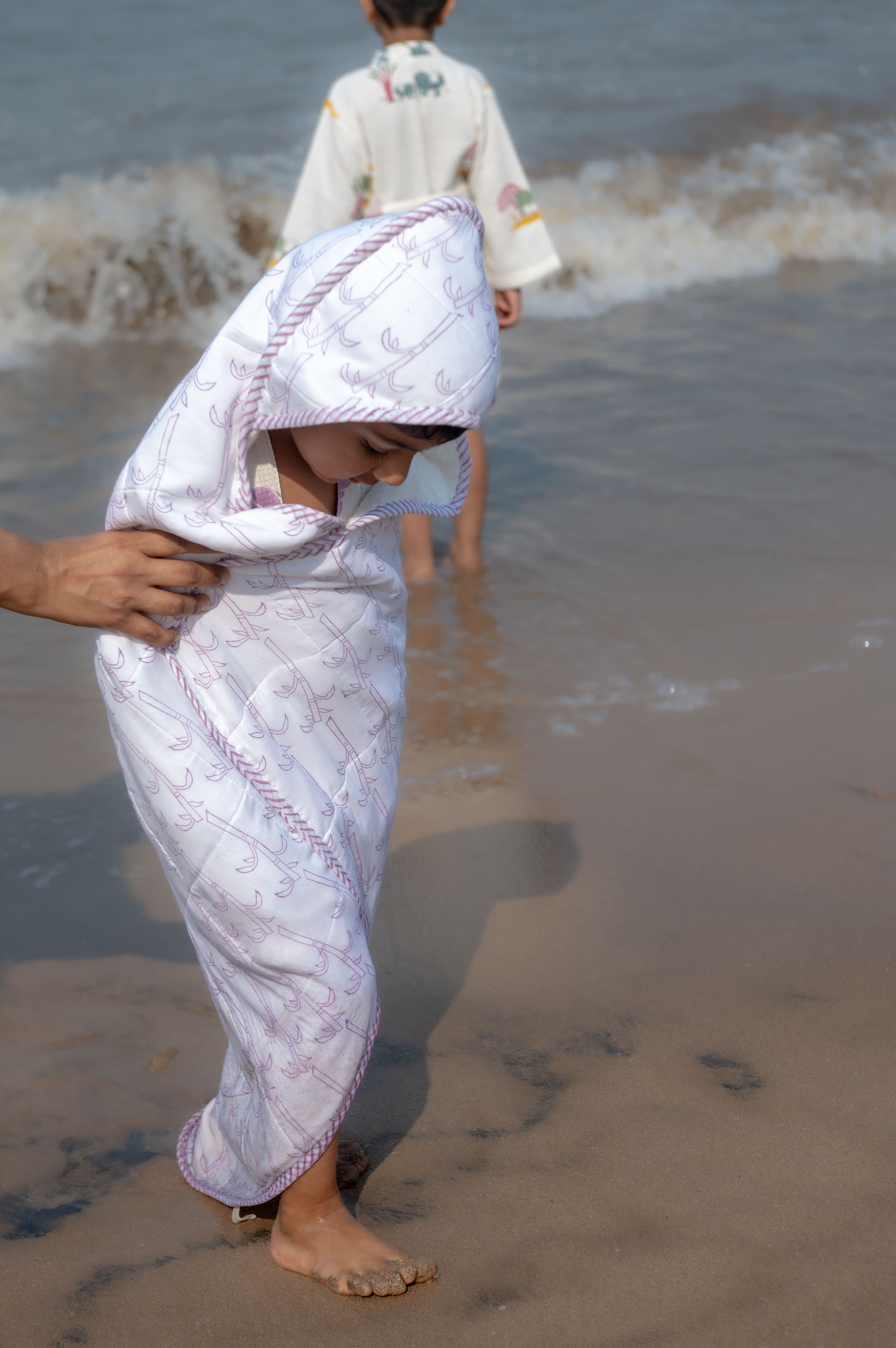 Baby Hooded Towel | Pure Cotton Terry - Tree | Purple thumbnail 3