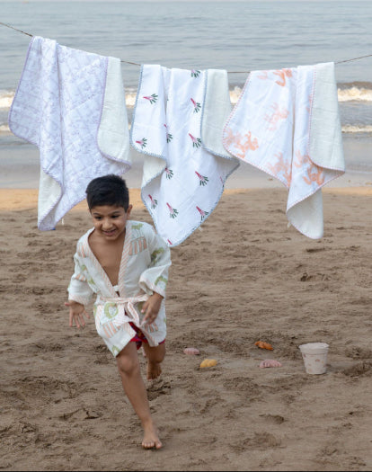 Baby Hooded Towel | Pure Cotton Terry - Tree | Purple