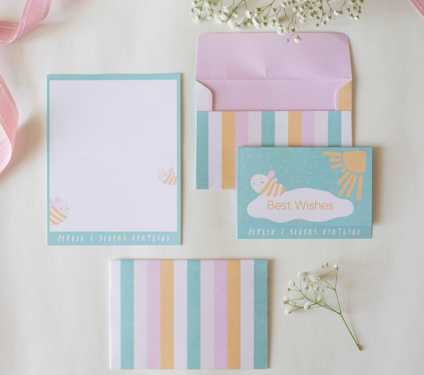 Foldable Gift Cards with Envelopes - Bee Yourself