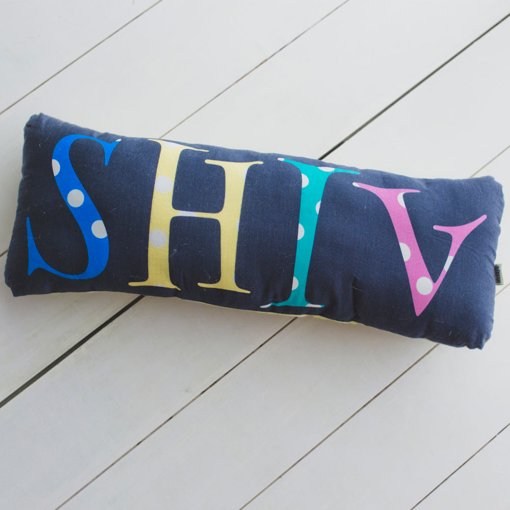 Bolster Name Pillow, Embroidered - Navy