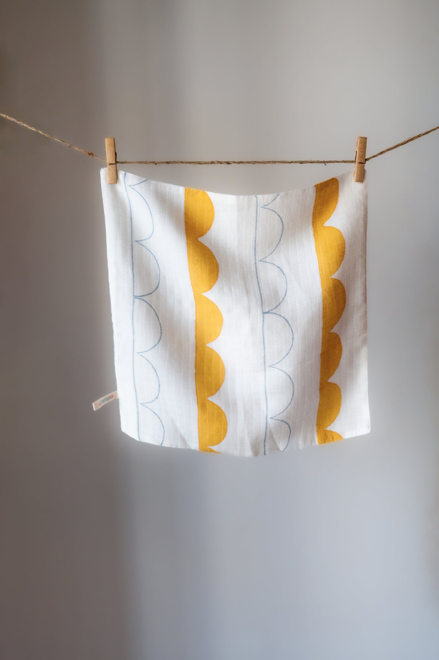 Organic Muslin Big Wash Cloth/Napkin - Earthy Half Moon | Yellow