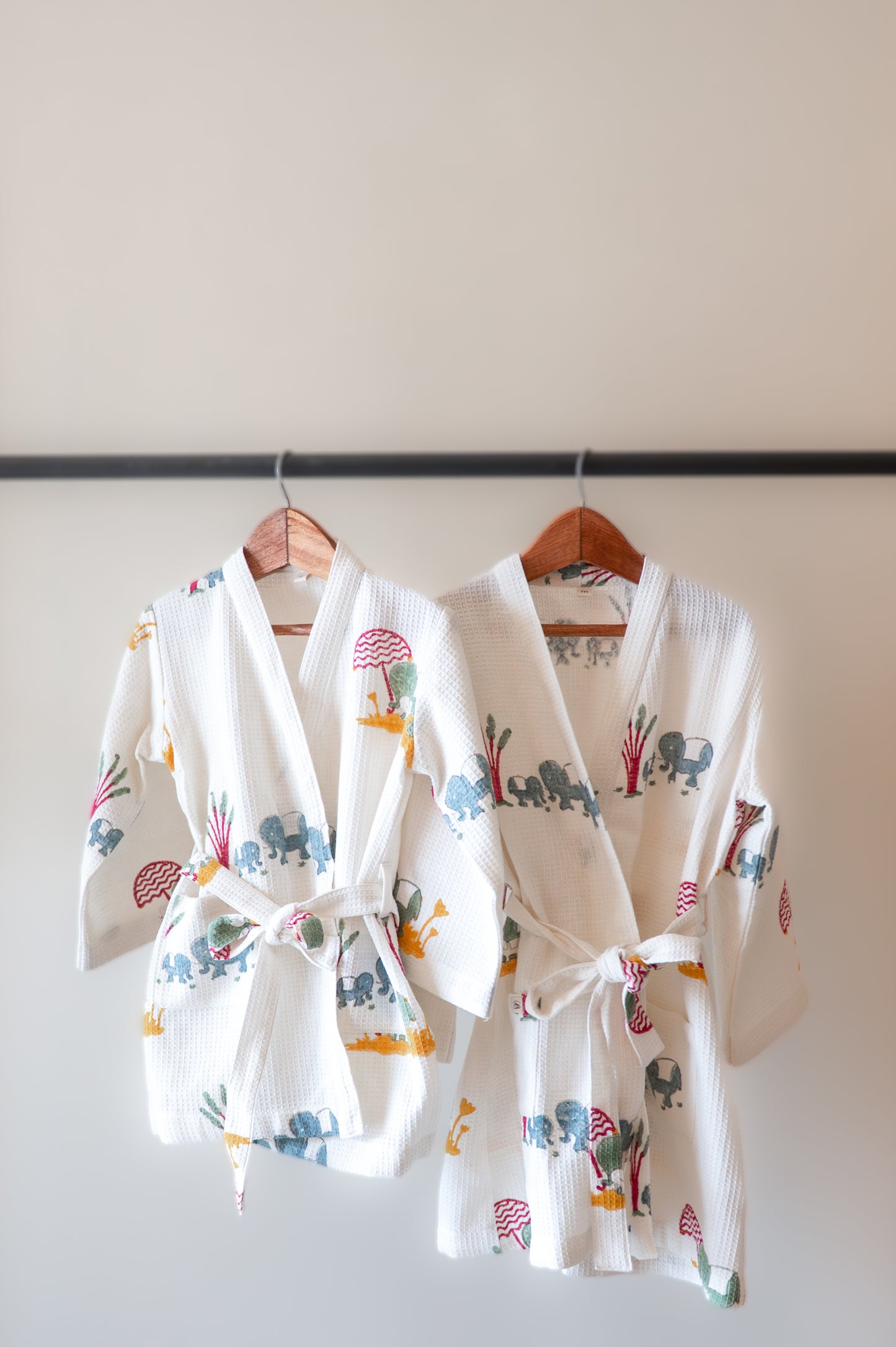 Organic Cotton Baby Bath Robe - Elle | Blue, Green, Yellow