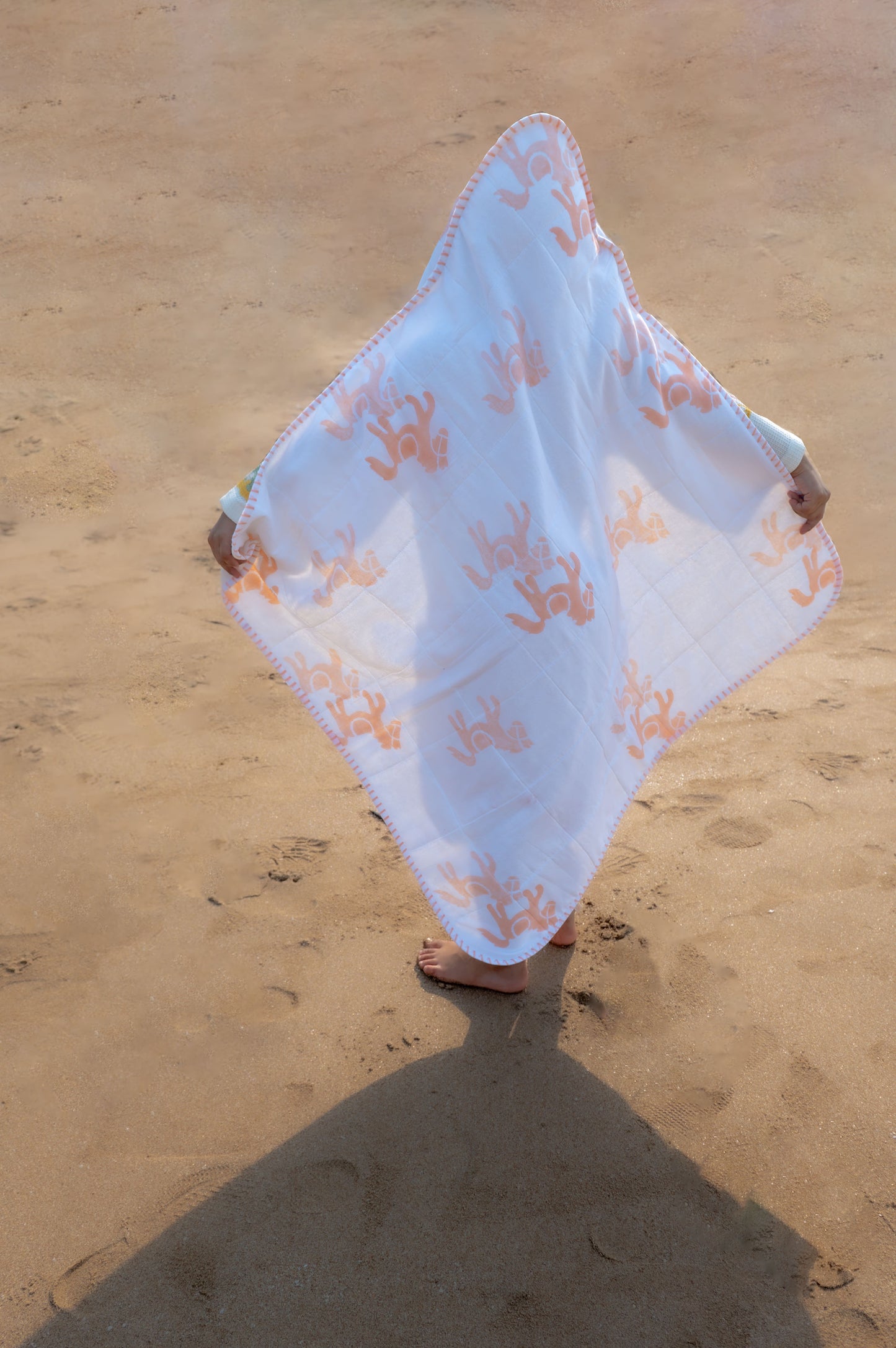 Baby Hooded Towel | Pure Cotton Terry - Horse | Peach