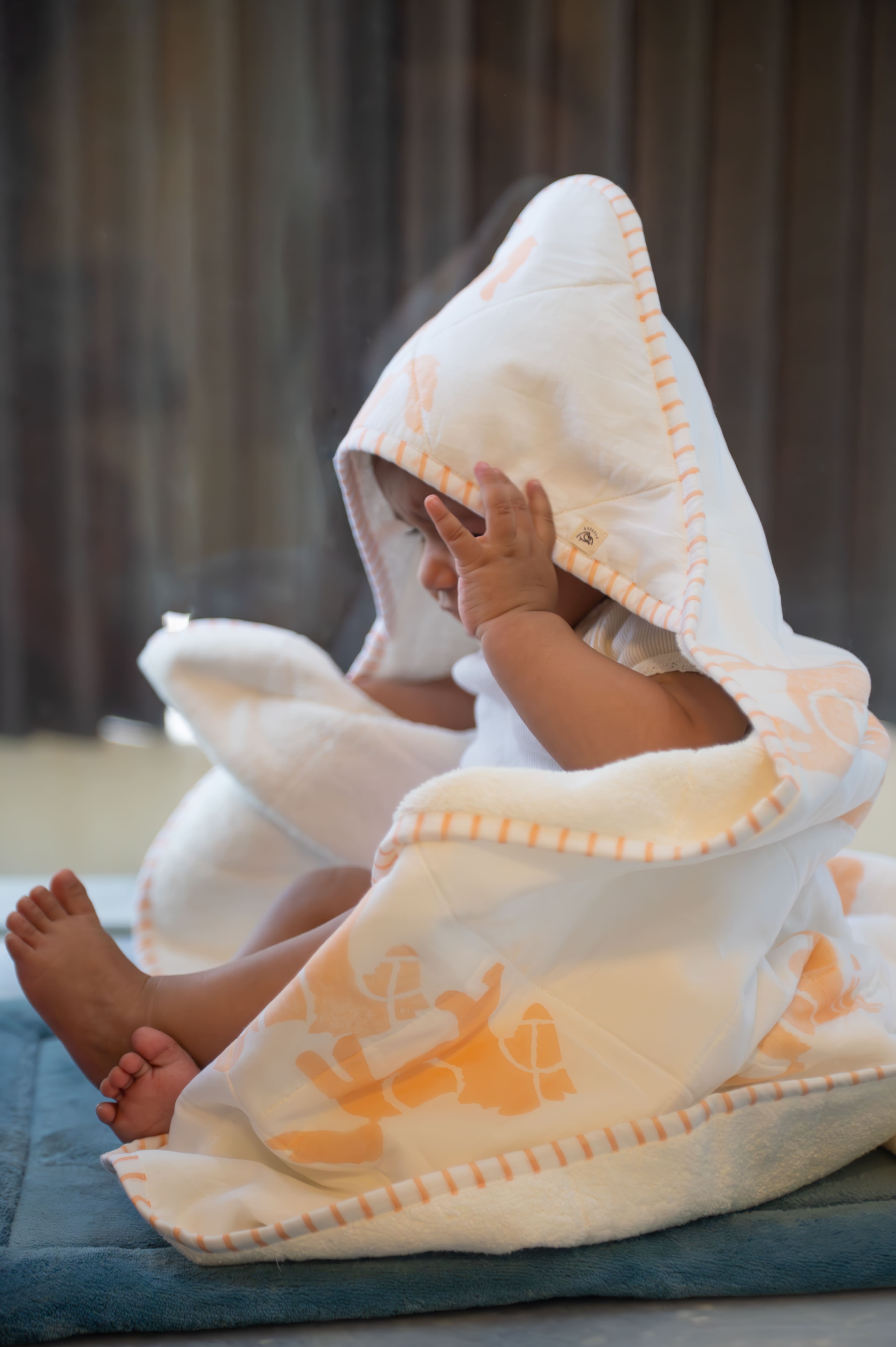 Baby Hooded Towel | Pure Cotton Terry - Horse | Peach thumbnail 2
