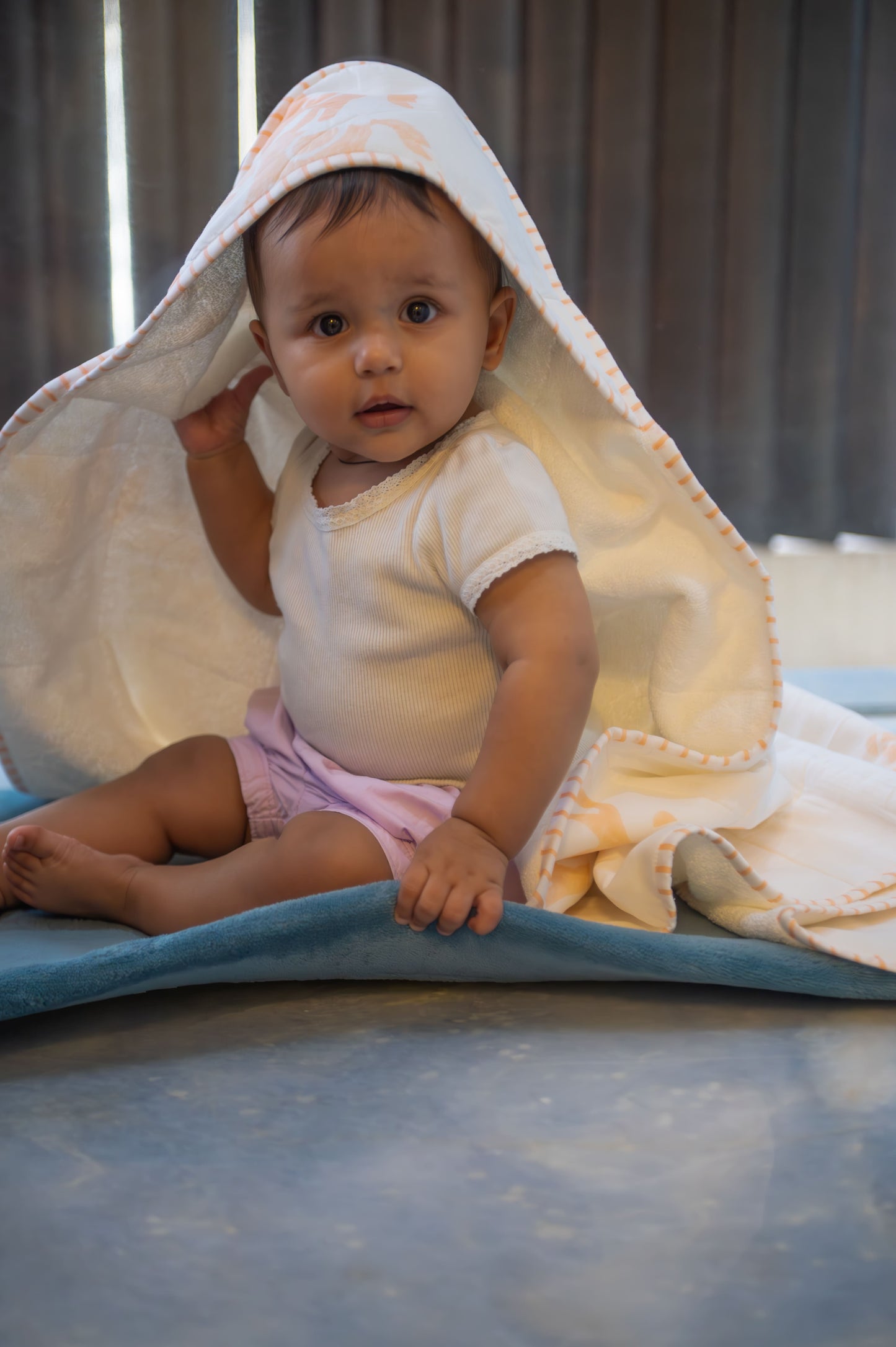 Baby Hooded Towel | Pure Cotton Terry - Horse | Peach