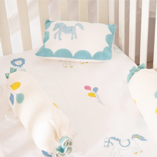 Cot Bedding Set- I am going to the circus-Teal
